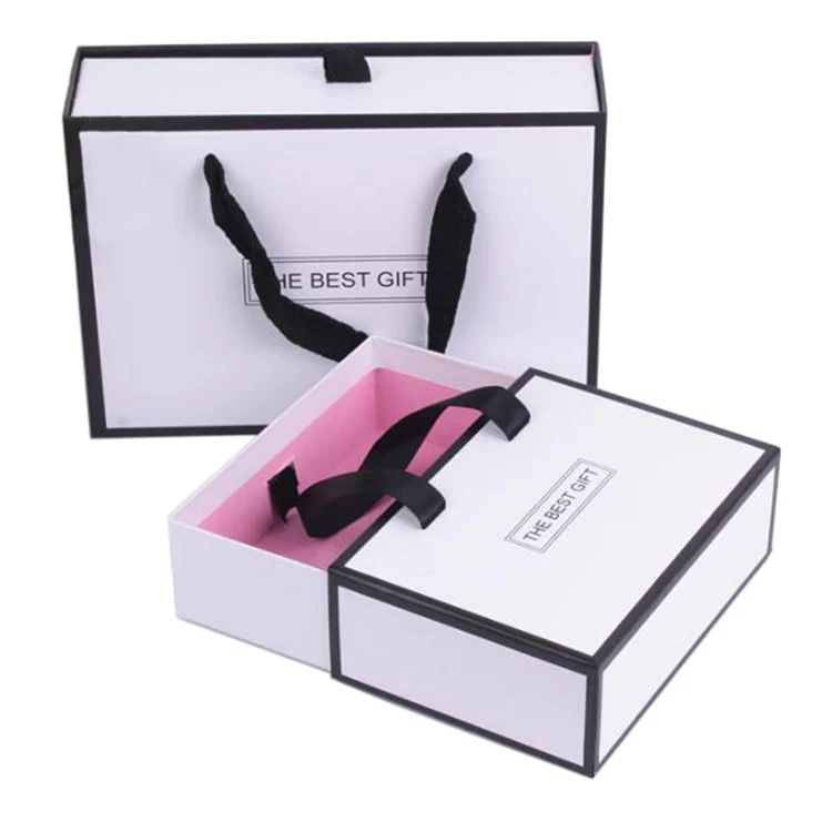 Custom logo pull out sliding garment bra packing drawer wedding dress gift packaging box with handle
