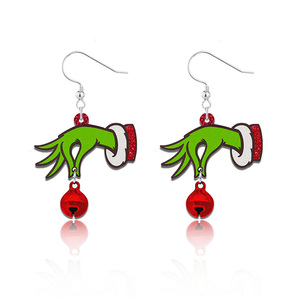 Modernos Pendientes Personalizados con Estampado de Hipopótamo y Leopardo, Pendientes Colgantes de Madera Plateados con Diseño de Árbol de Navidad para Fiestas - Product Image 4