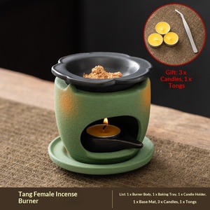 Quemador de Aromaterapia de Cerámica de <span class=keywords><strong>la</strong></span> <span class=keywords><strong>Dinastía</strong></span> Tang, Lámpara a Prueba de Llamas para Incienso, Aceite Esencial en Polvo, Sándalo, Agarwood, Calmante para el Hogar - Product Image 6