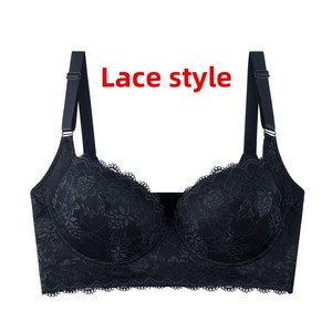 Cross-border Plus-<strong>size</strong> Lace Sexy Lingerie Thin Memory Foam Underwire Push-up Bra Deep V-neck Supports Side <strong>Breasts</strong> Prevents - Product Image 6
