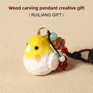 Porte-clés de voiture en bois et acier inoxydable fait main, pendentif perroquet créatif, décoration de sac à dos, cadeau personnalisé avec logo pour amis et enseignants - Product Image 2