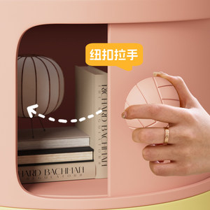 Cute Ball Shape Storage <b>Cabinet</b> With Button Handle For Bedroom <b>Desk</b> Organization Multifunctional PP Material - Product Image 1