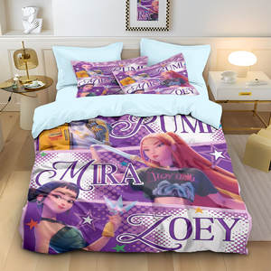 Juego de Ropa de <span class=keywords><strong>Cama</strong></span> Personalizado de Tres Piezas con Estampado 3D de Grupo Femenino de K-pop - Product Image 1