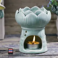 Bougeoir brûleur en céramique à huile essentielle, diffuseur d'arôme en forme de Lotus, fondant d'huile, support de thé