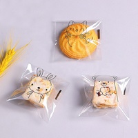 Sacs d'emballage de Sandwich à Toast auto-adhésifs à motifs d'animaux mignons, 100 points