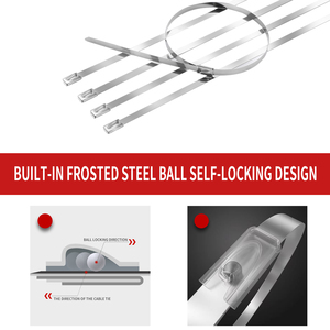 روابط كابلات ذاتية القفل من الفولاذ المقاوم للصدأ <span class=keywords><strong>304</strong></span> من GATI، 10 مم × 350 مم، غير مطلية، 100 قطعة/كيس - Product Image 4