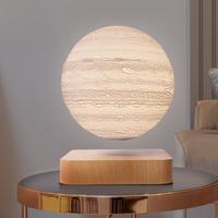 Lampe de table à lévitation magnétique de conception moderne imprimée en 3D, lune et Jupiter, lumière flottante, LED blanc chaud, contrôle tactile, branchement secteur, pour la maison