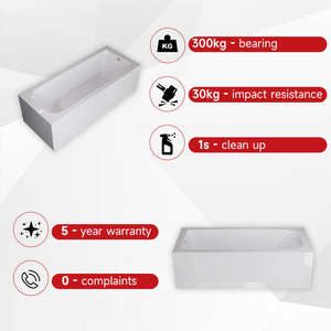 Kinglauren Acrílico Banera Hot White 170cm Estilo Francés Lujosa Bañera ABS con Sifón <span class=keywords><strong>para</strong></span> Villa Baño - Product Image 3