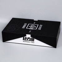 Boîte cadeau de luxe à double porte, boîte en papier rigide personnalisée haut de gamme, contraste noir et blanc, avec insert en EVA