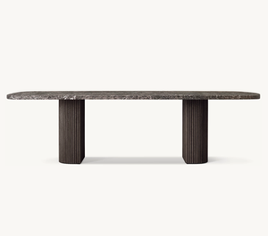 Tavolo da Pranzo Rettangolare in Legno con Piano in Pietra, Arredamento Moderno Americano di Lusso per Sala da Pranzo - Product Image 5