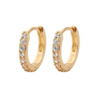 Lot de 3 paires de boucles d'oreilles créoles huggie en cuivre plaqué or avec zirconiums cubiques pavés pour femme, ensemble de boucles d'oreilles empilables délicates, bijoux bohèmes de plage