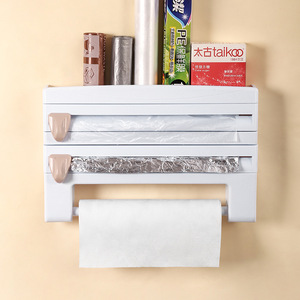 4-in-1 Wall-Mounted Eco-Friendly Cling Film Cutter &amp; <strong>Storage</strong> Rack for <strong>Paper</strong> Towels Plastic <strong>Wrap</strong> Foil-Kitchen Tool - Product Image 2