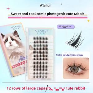 Pestañas Postizas Planas de Conejo, Hechas a Mano, PBT, 12 Filas, Densas, Estilo Natural con Pegamento, para Realzar la Belleza - Product Image 6