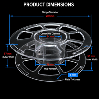 Bobine vide de 200 mm pour filament d'imprimante 3D, bobine en plastique de 1 kg, approvisionnement direct usine pour le stockage de filaments PLA et ABS