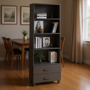 Solid Dark Grey Pinewood Highboard Tall <b>Sideboard</b> With Drawers Modern Design Home Furniture - Product Image 2