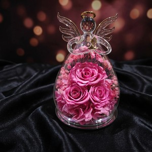 Rosa Eterna di Lusso Silenziosa Sotto Campana di Vetro, Fatta a Mano, con LED, Lunga Durata 3-5 Anni, per Matrimoni e Lauree - Product Image 1