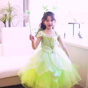 Nouveau costume de princesse Tiana pour les filles anniversaire Halloween habiller les tenues avec accessoires - Product Image 3