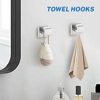 Ensemble de quincaillerie de salle de bain moderne en acier inoxydable brossé nickelé Homedec HD-101417, 4 pièces, barre porte-serviettes murale, porte-papier toilette