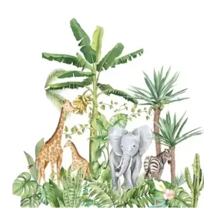 Boho 대형 아프리카 사자 기린 야생 동물 열대 나무 벽 스티커 보육 벽 데칼 또는 어린이 소년 방 홈 12 월