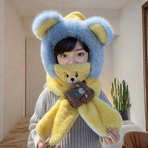 Ensemble <span class=keywords><strong>Bonnet</strong></span> et Écharpe pour Enfants d'Extérieur, Hiver, Coupe-Vent, <span class=keywords><strong>Bonnet</strong></span> en Peluche Chaud pour Bébé, Garçon et Fille, <span class=keywords><strong>Bonnet</strong></span> Mignon avec Protection des Oreilles, Dessins Animés - Product Image 2