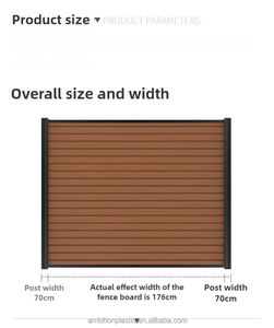 Pannelli in WPC <span class=keywords><strong>Recinzione</strong></span> da <span class=keywords><strong>Giardino</strong></span> Prefabbricata per Ville Modello 3D Telai in Alluminio PVC Plastica e Metallo Trattamento Naturale per Privacy Esterna - Product Image 6