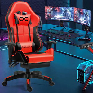 Gaming <b>Chair</b> PU Leather Reclining Height Adjustable Swivel <b>Chair</b> For Home Office <b>Study</b> Bedroom Living Room - Product Image 4