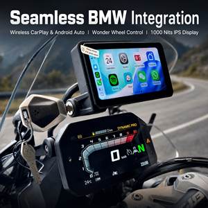 Écran de moto sans fil 6 pouces 1000 Nits IP68 étanche avec Apple CarPlay et Android Auto, TPMS intégré pour <span class=keywords><strong>BMW</strong></span> <span class=keywords><strong>GS</strong></span>, démarrage rapide - Product Image 3
