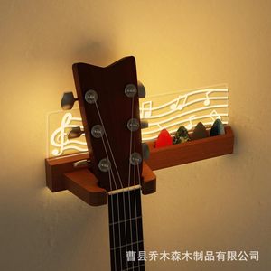 Soporte de Pared para Guitarra de Madera con Luces, Diseño de Notas Musicales, Soporte para Púas, Soporte Universal para Guitarra Eléctrica y Ukelele - Product Image 2