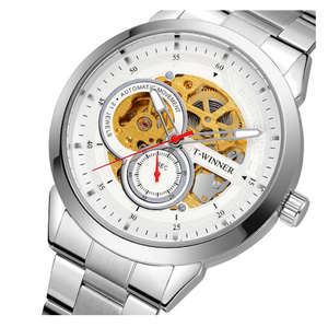 DFG19 T WINNERS <b>Men</b> Large Dial Face <b>Mechanical</b> Pointers <b>Watch</b> with Leather Bands - Product Image 1