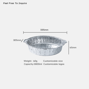 Barquette ronde jetable en <span class=keywords><strong>aluminium</strong></span> robuste de 60 g, 3,8 L, résistante à la chaleur, pour cuisine commerciale et buffet - Product Image 2