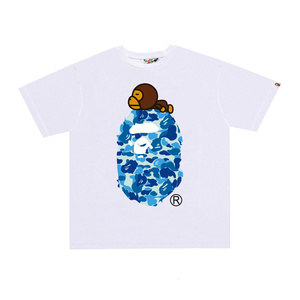 T-shirt da <span class=keywords><strong>uomo</strong></span> firmata all'ingrosso, nuova moda, vestibilità ampia, stampa Bapees, 100% cotone, casual, sportiva - Product Image 4