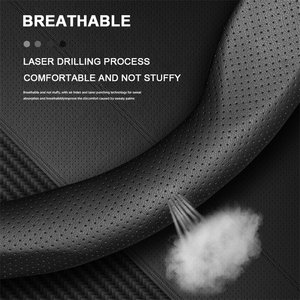 Housse de <span class=keywords><strong>volant</strong></span> de voiture en cuir et fibre de carbone pour Peugeot 107 108 206 207 208 301 <span class=keywords><strong>307</strong></span> 308 406 407 408 508 2008 3008 4008 5008 GT - Product Image 4