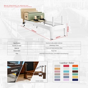 Équipement <span class=keywords><strong>de</strong></span> Pilates Reformer en aluminium commercial pour studios <span class=keywords><strong>de</strong></span> fitness, centres <span class=keywords><strong>de</strong></span> formation professionnels, entraînements <span class=keywords><strong>de</strong></span> fitness pour tout le corps - Product Image 2