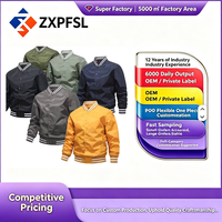 Veste bomber de baseball pour homme à col côtelé rayé, couleur unie, boutons-pression, logo personnalisé, légère, décontractée
