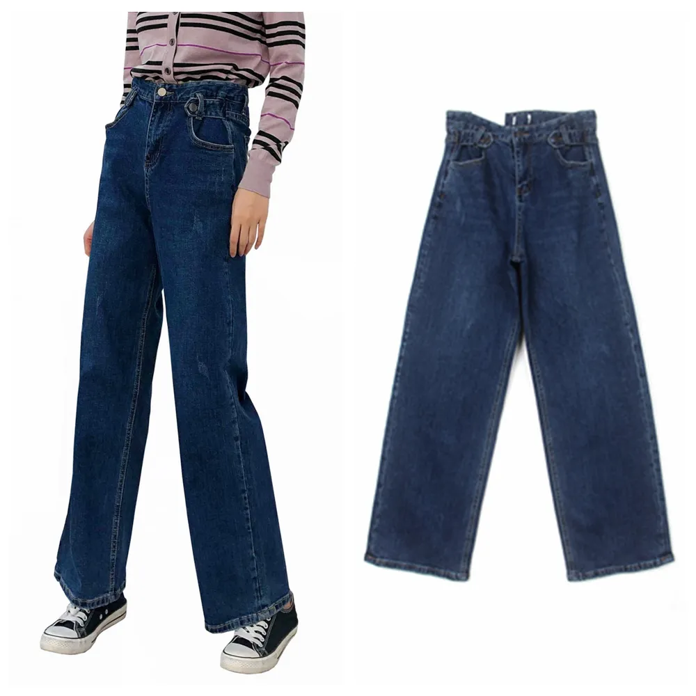 GZYกางเกงแฟชั่นล่าสุดสไตล์ย้อนยุคสำหรับผู้หญิง,กางเกงยีนส์สีน้ำเงินผลิตจากผ้าเดนิมลดล้างสต๊อก