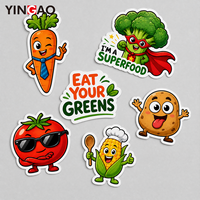Autocollants personnalisés pour tableau de récompenses des enfants difficiles à nourrir, en vinyle découpé, motifs de légumes de dessins animés, imperméables, pour boîte à lunch et bento pour enfants