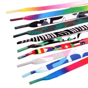 Cordon de ficelle coloré plat nouveau cordon de serrage de sport décontracté imprimé pour chaussures patins à roulettes
