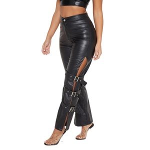 Nuovo Arrivo Nero Del Cuoio Del Faux Vita Alta Fibbia Dettaglio Cinturino Delle Donne Etero <span class=keywords><strong>Pantaloni</strong></span> Gamba - Product Image 2