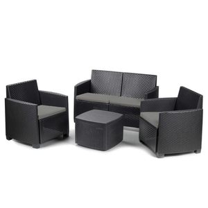 Conjunto de Muebles de Jardín y Terraza para 4 Personas en Ratán Antracita con Sofá, 2 Sillones y Mesa de Centro - Product Image 1