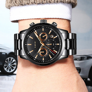 Montre analogique LIGE 9866 pour homme, classique, multifonctionnelle, affichage du calendrier, quartz, boîtier en alliage, bracelet en acrylique, étanche, lumineuse - Product Image 4