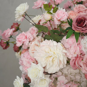 Guirlande de fleurs artificielles en soie blanche et rose pour mariage, centre de table, chemin de table pour arche de mariage - Product Image 3