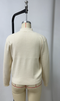 Cardigan en tricot pour femme à col montant avec poche, boutons dorés, manches longues, veste en tricot, fabrication OEM ODM, tricot sur mesure