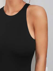 Kliou — <span class=keywords><strong>combishort</strong></span> moulant <span class=keywords><strong>pour</strong></span> femmes, combinaison débardeur noire unie, vêtements <span class=keywords><strong>pour</strong></span> dames, à la mode, été - Product Image 5