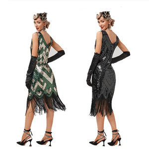 Robe de soirée à sequins et franges pour <span class=keywords><strong>femme</strong></span>, style Charleston des années 20, tenue Gatsby vintage, pour spectacle de danse, multicolore, vente en gros - Product Image 2