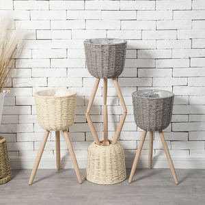 Woven Paper Rope <b>Flower</b> Pot Circular Floor Standing Minimalist Design Indoor Home Decor Plant <b>Basket</b> - Product Image 2