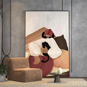 Nicho americano barroco <span class=keywords><strong>neoclásico</strong></span> Ins sala de estar pintura decorativa <span class=keywords><strong>arte</strong></span> Retro con sombrero Rosa lienzo pintura colgante - Product Image 1