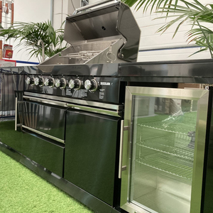 2022 Hangzhou Vermont cucina in acciaio inossidabile nero con griglia a gas a 6 fuochi e mini frigorifero - Product Image 1