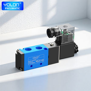 صمام هوائي كهربائي من سلسلة يولون 4V200، موزع 2/5 اتجاهات، نماذج ذات لوحة تحكم فردية 4V210-08 و4V220-08 و4V230C بجهد 24 فولت تيار مستمر - Product Image 1