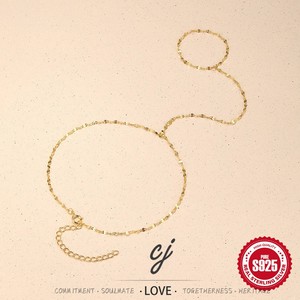 Chaîne de cheville Carline en <span class=keywords><strong>argent</strong></span> sterling 925 avec un élégant design de chaîne à lèvres, plaqué or 18 carats, accessoire de mode, <span class=keywords><strong>bijoux</strong></span>, anneaux de pied pour femmes - Product Image 4