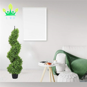 Deux ensembles de 3 pieds de hauteur, arbres topiaires en spirale en feuilles de <span class=keywords><strong>buis</strong></span> artificielles en plastique, écologiques, pour intérieur/extérieur, en pot, haies vertes artificielles hautes - Product Image 6